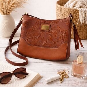 Relic Embossed Faux Leather Crossbody Bag